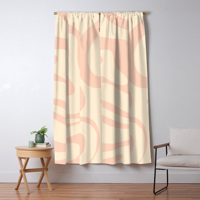 Modern Liquid Swirl Abstract Pattern in Pale Blush and Cream Window Curtain Gallery Image 5