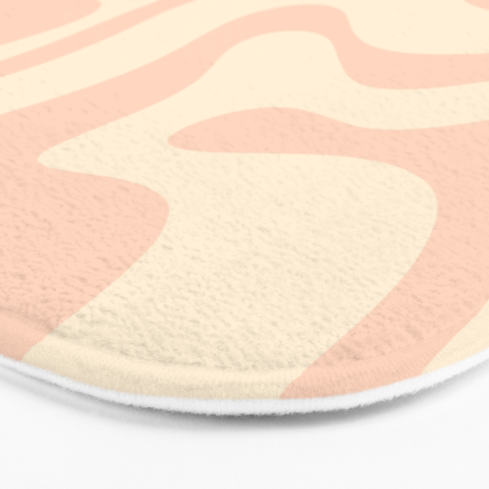 Modern Liquid Swirl Abstract Pattern in Pale Blush and Cream Bath Mat Gallery Image 3