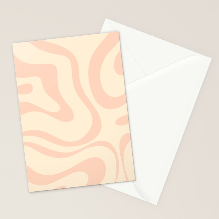 Modern Liquid Swirl Abstract Pattern in Pale Blush and Cream Stationery Card Gallery Image 2