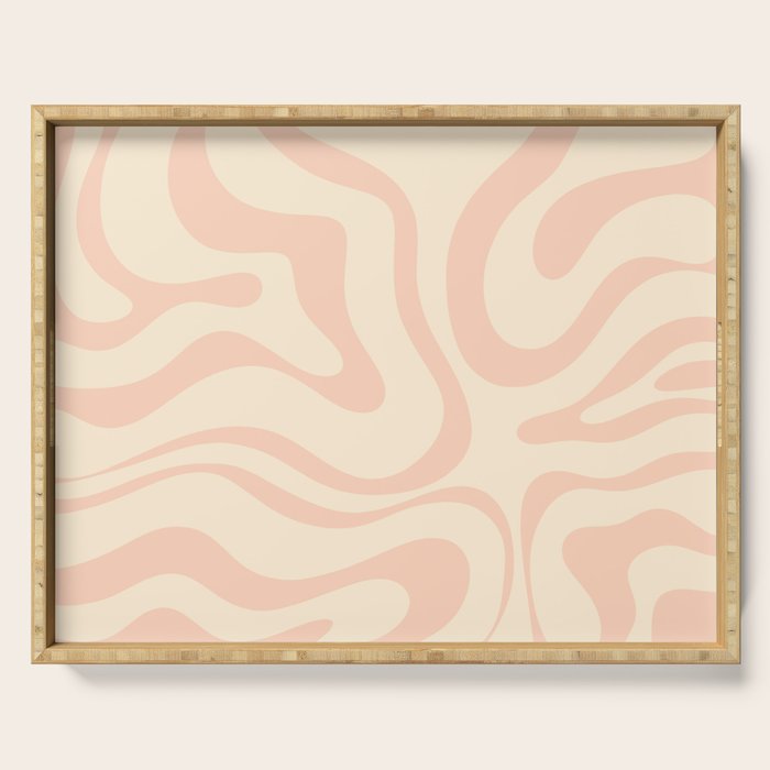 Modern Liquid Swirl Abstract Pattern in Pale Blush and Cream Serving Tray Gallery Image 1