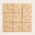Modern Liquid Swirl Abstract Pattern in Pale Blush and Cream Wood Wall Art Gallery Image 1