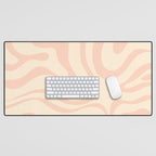 Modern Liquid Swirl Abstract Pattern in Pale Blush and Cream Desk Mat Gallery Image 1