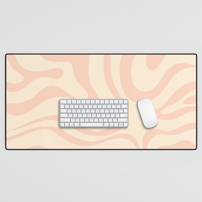 Modern Liquid Swirl Abstract Pattern in Pale Blush and Cream Desk Mat Gallery Image 1