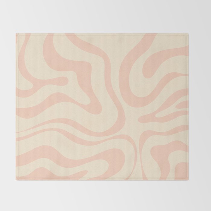 Modern Liquid Swirl Abstract Pattern in Pale Blush and Cream Throw Blanket Gallery Image 2