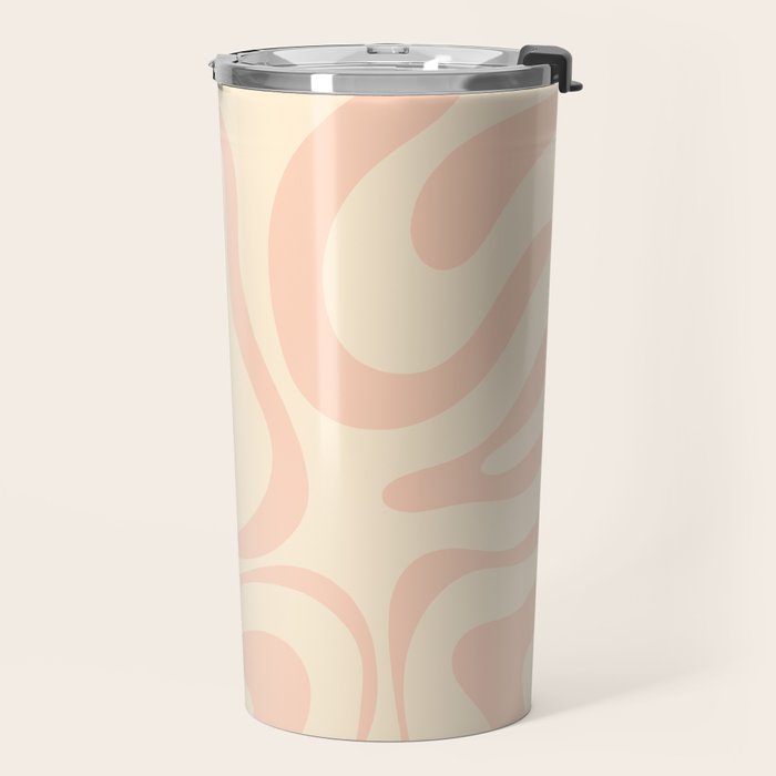 Modern Liquid Swirl Abstract Pattern in Pale Blush and Cream Travel Mug Gallery Image 2