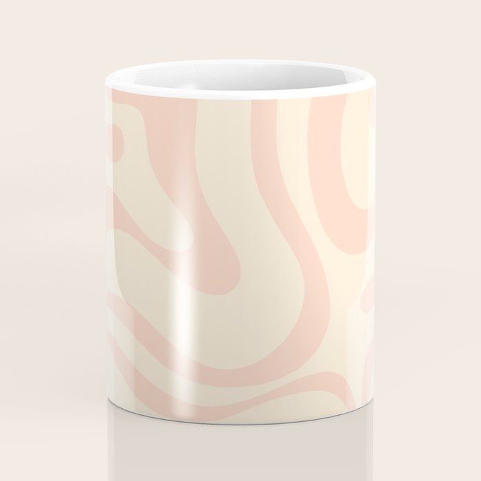 Modern Liquid Swirl Abstract Pattern in Pale Blush and Cream Coffee Mug Gallery Image 4