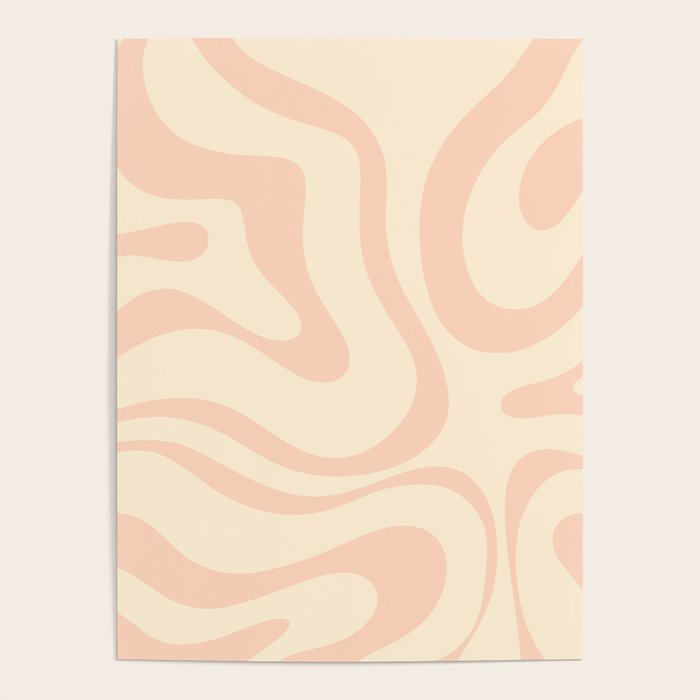 Modern Liquid Swirl Abstract Pattern in Pale Blush and Cream Poster Gallery Image 1