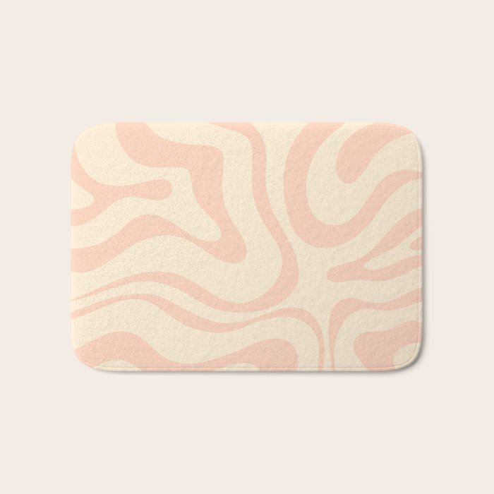 Modern Liquid Swirl Abstract Pattern in Pale Blush and Cream Bath Mat Gallery Image 1