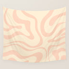 Modern Liquid Swirl Abstract Pattern in Pale Blush and Cream Wall Tapestry Gallery Image 4