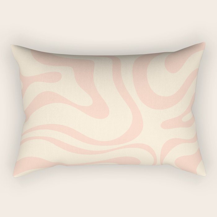Modern Liquid Swirl Abstract Pattern in Pale Blush and Cream Rectangular Pillow Gallery Image 1