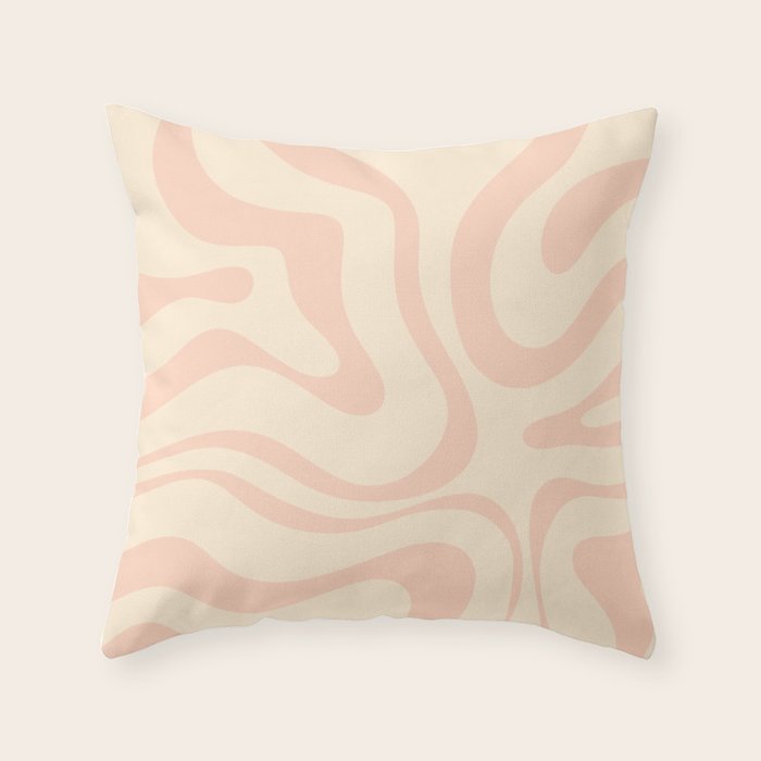 Modern Liquid Swirl Abstract Pattern in Pale Blush and Cream Throw Pillow Gallery Image 6