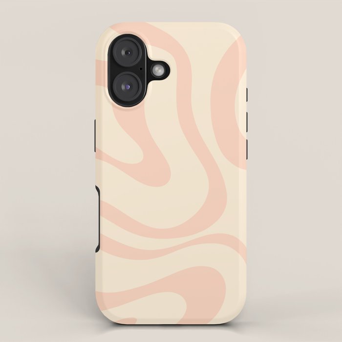 Modern Liquid Swirl Abstract Pattern in Pale Blush and Cream iPhone Case Gallery Image 1