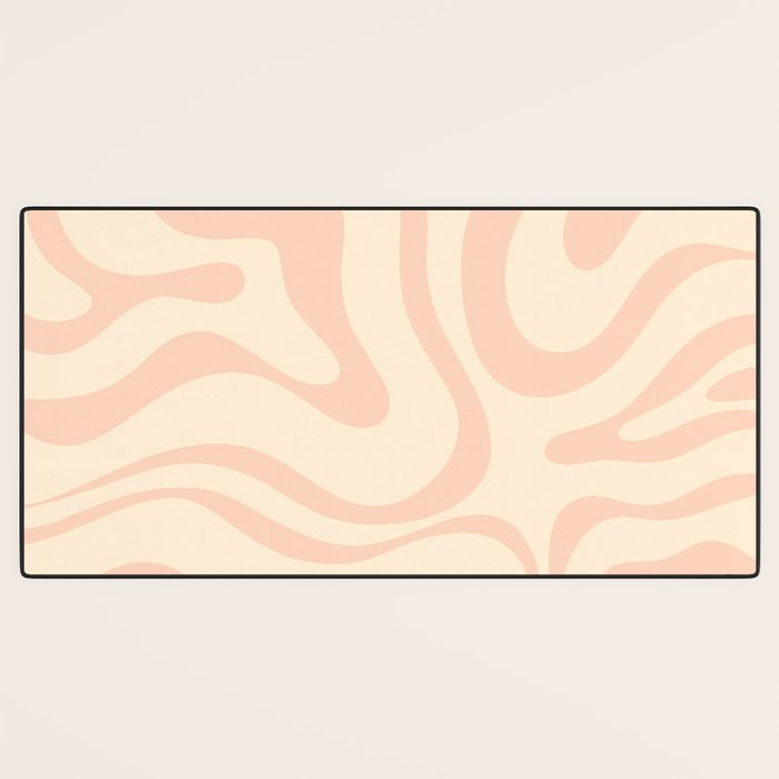 Modern Liquid Swirl Abstract Pattern in Pale Blush and Cream Desk Mat Gallery Image 3