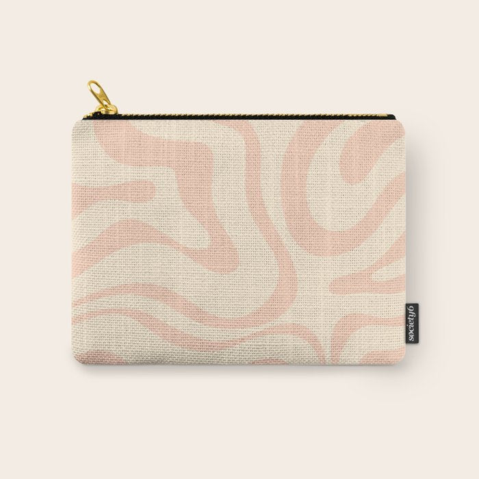 Modern Liquid Swirl Abstract Pattern in Pale Blush and Cream Carry All Pouch Gallery Image 1
