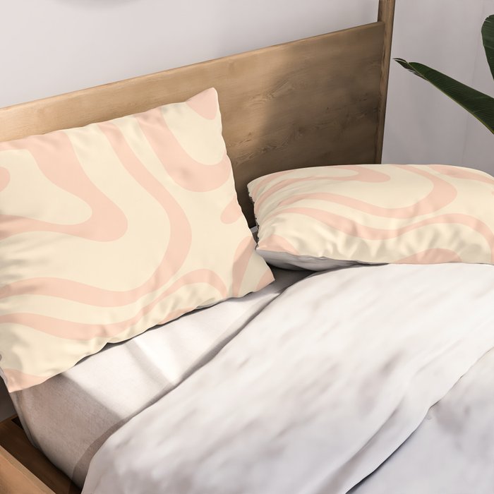 Modern Liquid Swirl Abstract Pattern in Pale Blush and Cream Pillow Sham Gallery Image 2