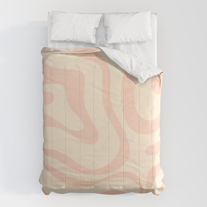 Modern Liquid Swirl Abstract Pattern in Pale Blush and Cream Comforter Gallery Image 6