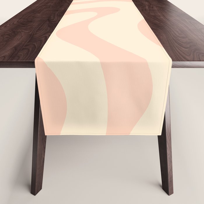 Modern Liquid Swirl Abstract Pattern in Pale Blush and Cream Table Runner Gallery Image 1