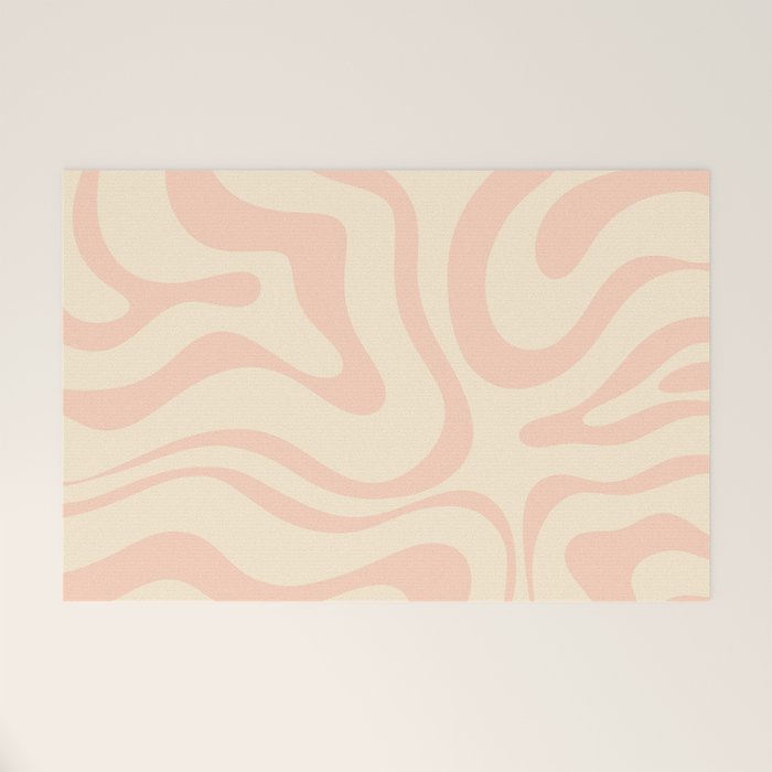 Modern Liquid Swirl Abstract Pattern in Pale Blush and Cream Welcome Mat Gallery Image 1