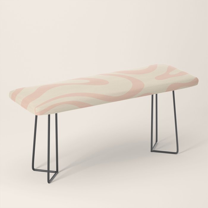 Modern Liquid Swirl Abstract Pattern in Pale Blush and Cream Bench Gallery Image 1
