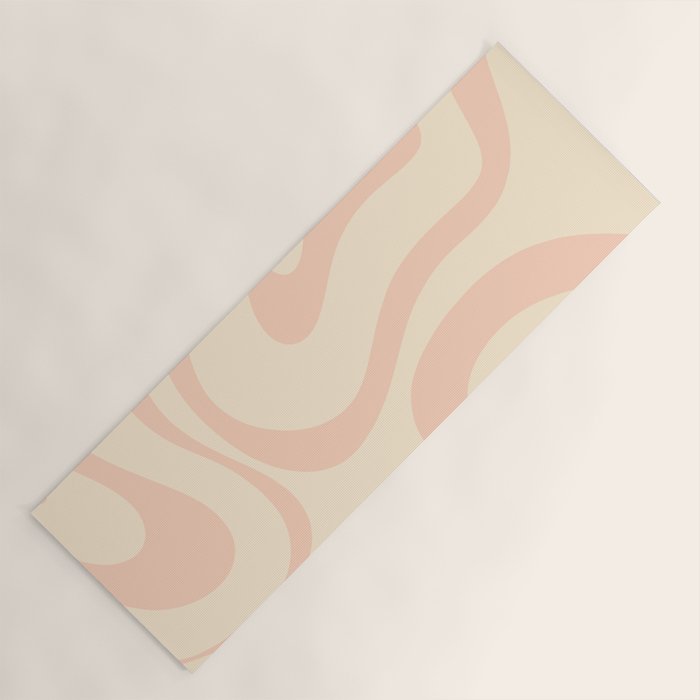 Modern Liquid Swirl Abstract Pattern in Pale Blush and Cream Yoga Mat Gallery Image 1