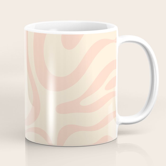 Modern Liquid Swirl Abstract Pattern in Pale Blush and Cream Coffee Mug Gallery Image 1