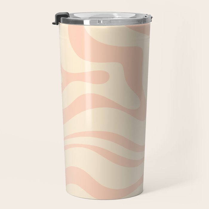 Modern Liquid Swirl Abstract Pattern in Pale Blush and Cream Travel Mug Gallery Image 3