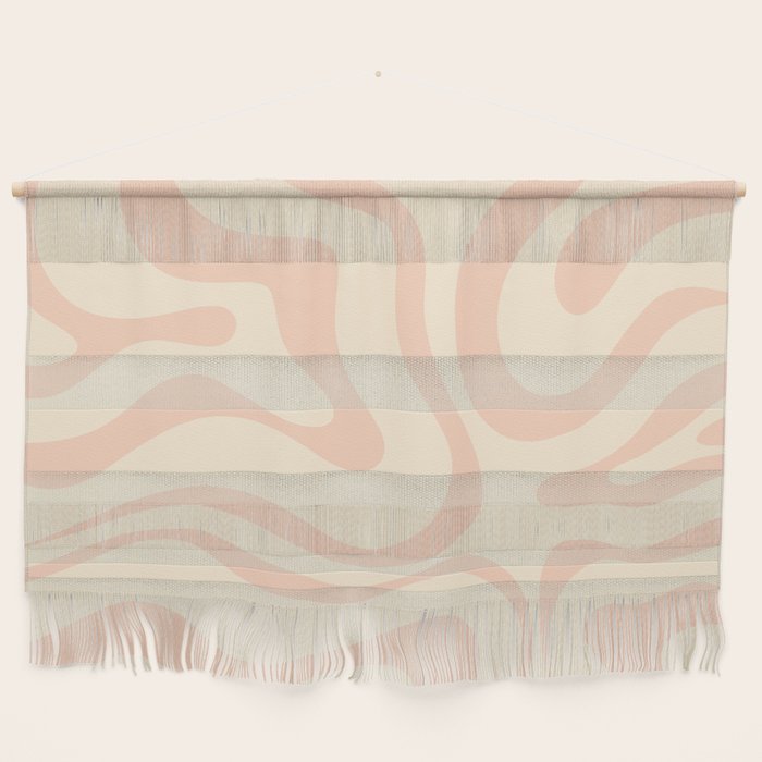 Modern Liquid Swirl Abstract Pattern in Pale Blush and Cream Wall Hanging Gallery Image 1