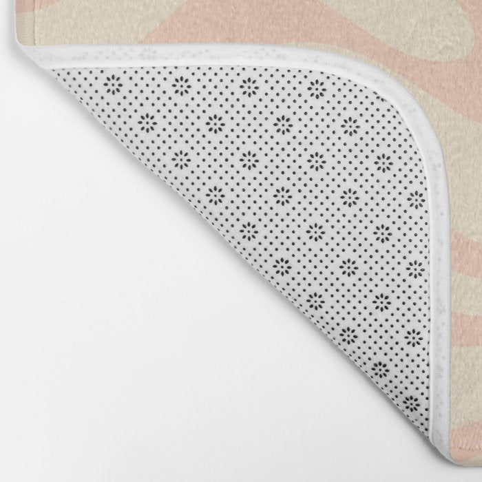 Modern Liquid Swirl Abstract Pattern in Pale Blush and Cream Bath Mat Gallery Image 2