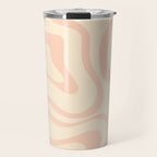 Modern Liquid Swirl Abstract Pattern in Pale Blush and Cream Travel Mug Gallery Image 1