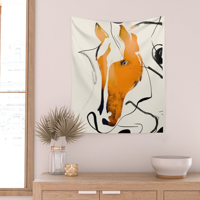 Abstract Minimal Horse 2 Wall Tapestry Gallery Image 2