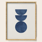 Woodblock navy blue Mid century modern Serving Tray Gallery Image 1