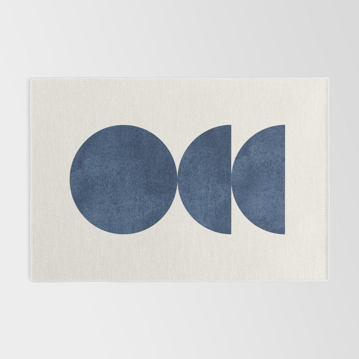 Woodblock navy blue Mid century modern Rug Gallery Image 2