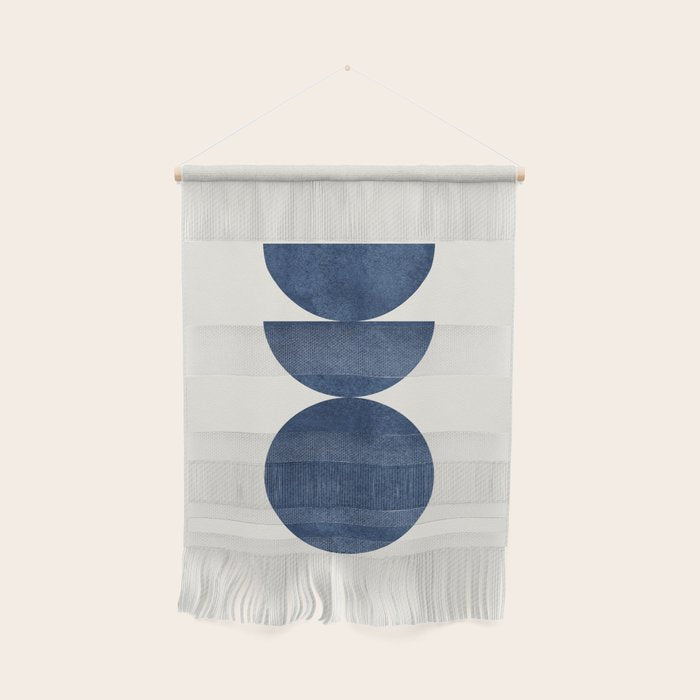 Woodblock navy blue Mid century modern Wall Hanging Gallery Image 1