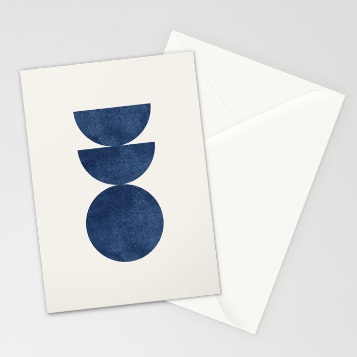 Woodblock navy blue Mid century modern Stationery Card Gallery Image 2