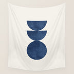 Woodblock navy blue Mid century modern Wall Tapestry Gallery Image 4