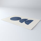 Woodblock navy blue Mid century modern Rug Gallery Image 3
