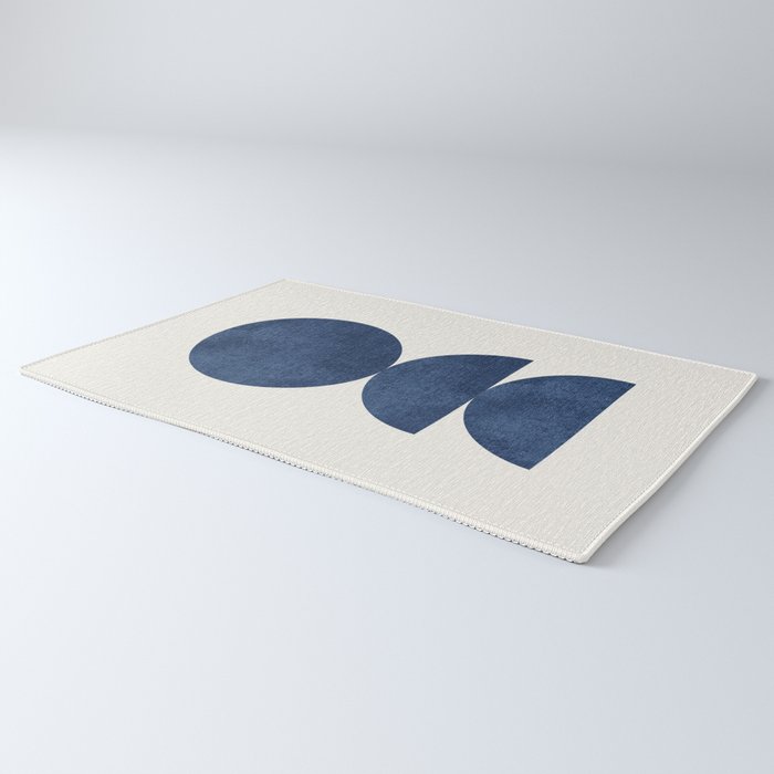 Woodblock navy blue Mid century modern Rug Gallery Image 3