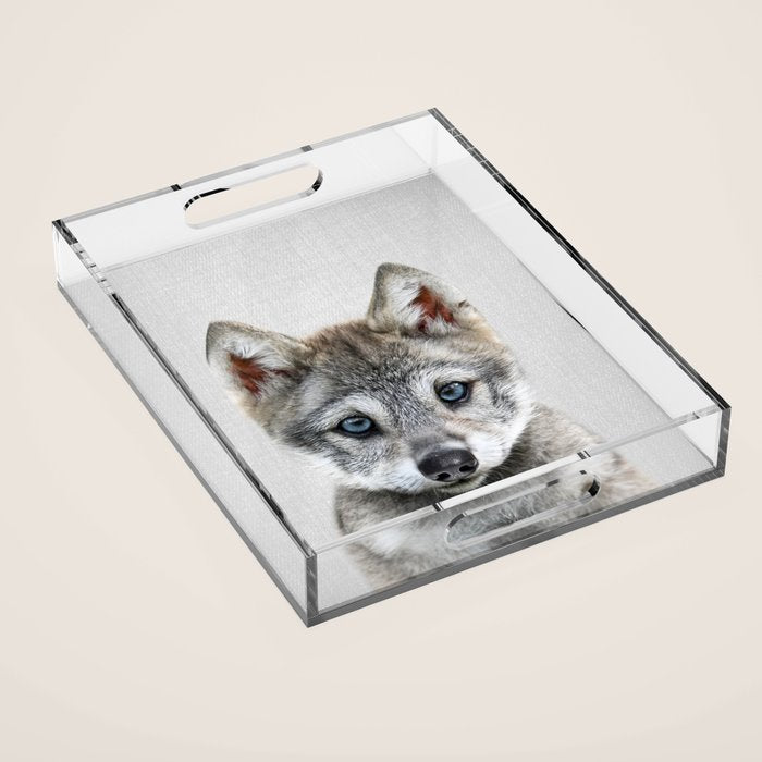Baby Wolf - Colorful Acrylic Tray Gallery Image 1