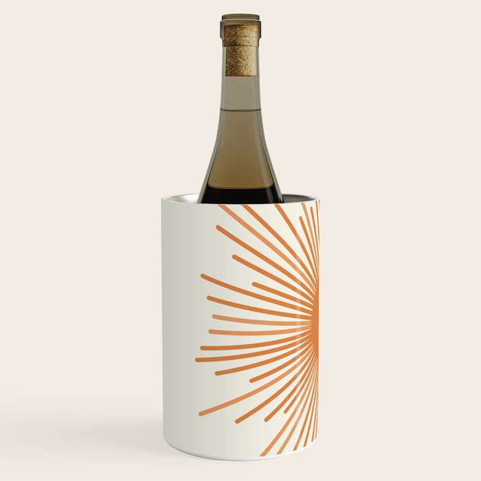 Retro Minimalist Sun in Orange and Off White Cream Wine Chiller Gallery Image 2