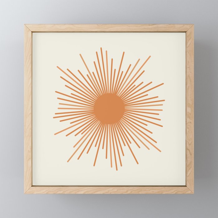 Retro Minimalist Sun in Orange and Off White Cream Mini Art Print Gallery Image 1