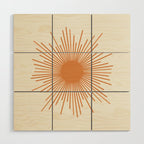 Retro Minimalist Sun in Orange and Off White Cream Wood Wall Art Gallery Image 1