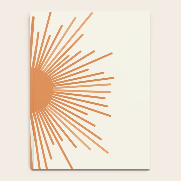 Retro Minimalist Sun in Orange and Off White Cream Notebook Gallery Image 4