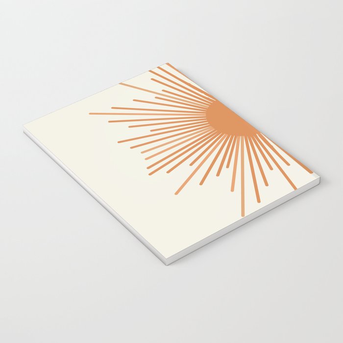 Retro Minimalist Sun in Orange and Off White Cream Notebook Gallery Image 3