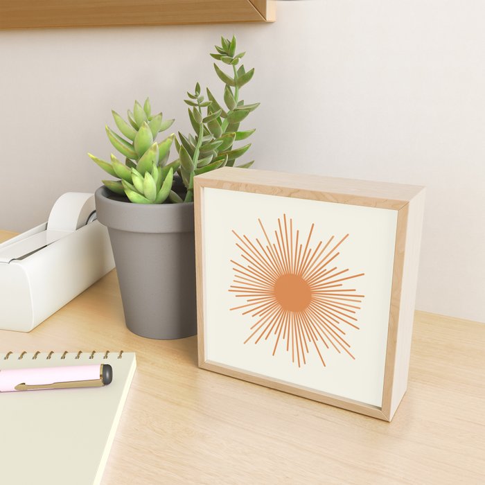 Retro Minimalist Sun in Orange and Off White Cream Mini Art Print Gallery Image 2