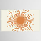 Retro Minimalist Sun in Orange and Off White Cream Tablecloth Gallery Image 2