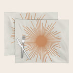 Retro Minimalist Sun in Orange and Off White Cream Placemat Gallery Image 1