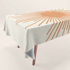 Retro Minimalist Sun in Orange and Off White Cream Tablecloth Gallery Image 1