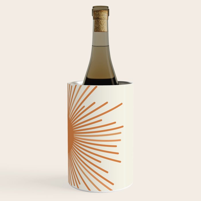 Retro Minimalist Sun in Orange and Off White Cream Wine Chiller Gallery Image 3