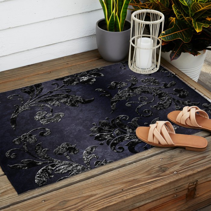 Embossed Black Velvet 05 Outdoor Rug Gallery Image 2