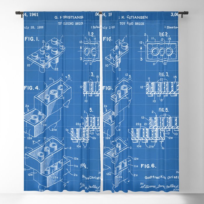 Legos Patent - Legos Brick Art - Blueprint Window Curtain Gallery Image 1